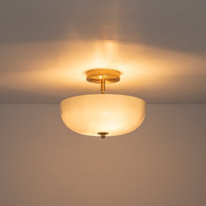 LightFixturesUSA - Round Gradient Blue Opal Art Glass Semi Flush Mount - Ceiling Light - 11.8 in - 
