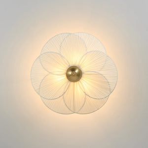 LightFixturesUSA - Round Pleated Flower White Fabric Semi Flush Mount - Ceiling Light - 19.5 in - 