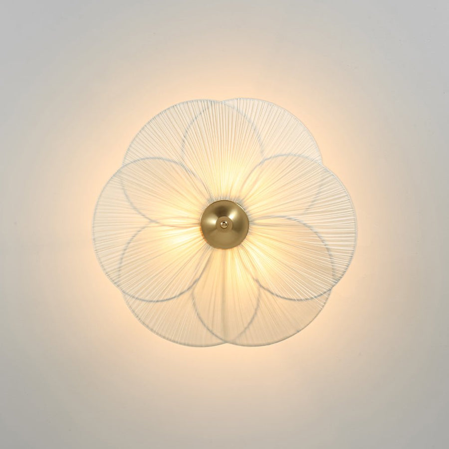 LightFixturesUSA - Round Pleated Flower White Fabric Semi Flush Mount - Ceiling Light - 19.5 in - 