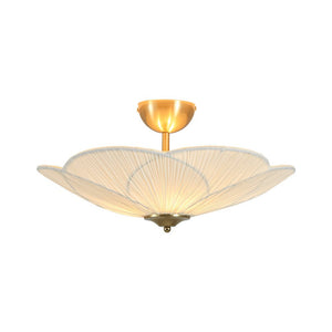LightFixturesUSA - Round Pleated Flower White Fabric Semi Flush Mount - Ceiling Light - 19.5 in - 
