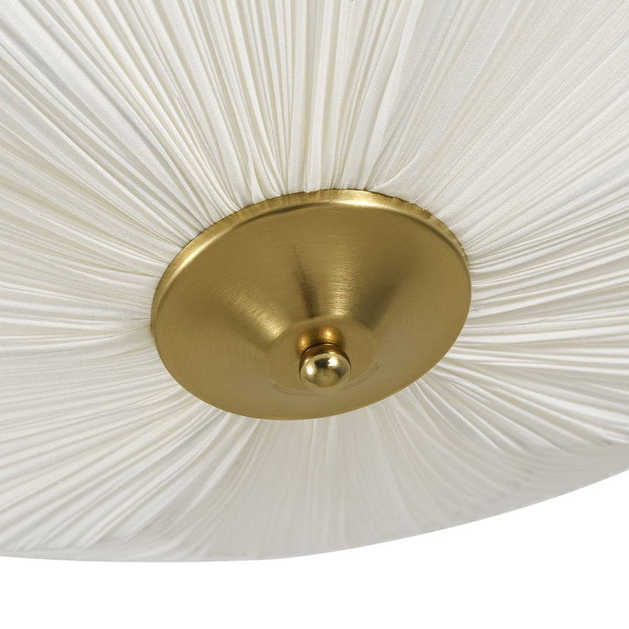 LightFixturesUSA - Round Pleated Flower White Fabric Semi Flush Mount - Ceiling Light - 19.5 in - 