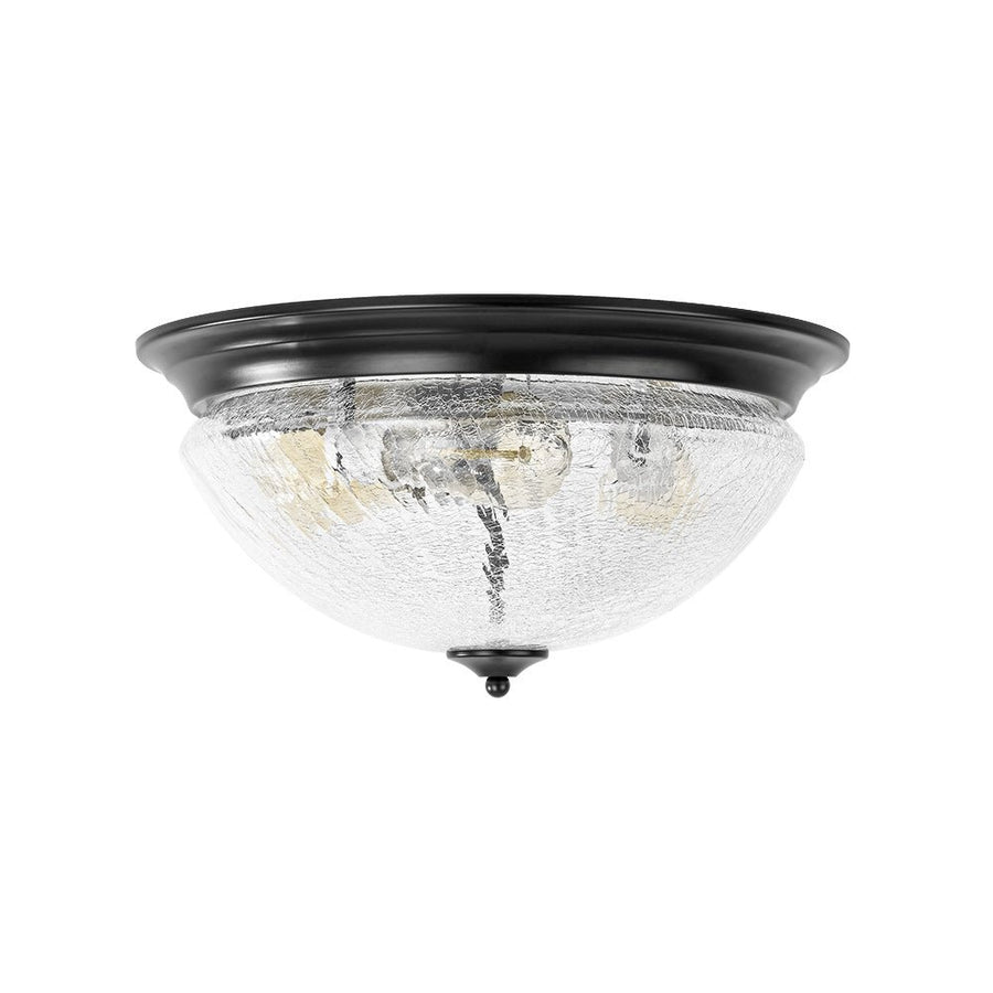 LightFixturesUSA - Round Textured Crackled Glass Flush Mount Ceiling Light - Ceiling Light - Black - 