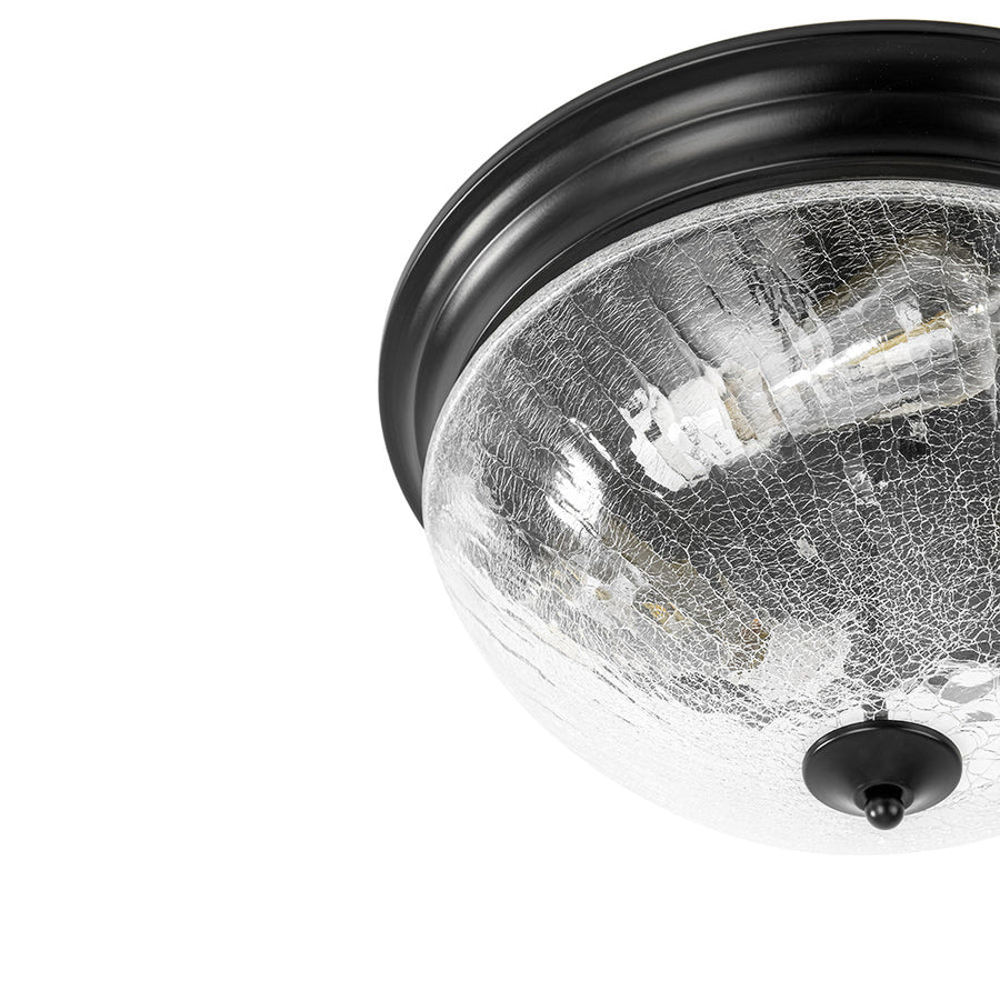 LightFixturesUSA - Round Textured Crackled Glass Flush Mount Ceiling Light - Ceiling Light - Black - 