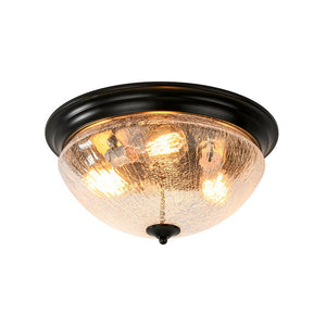 LightFixturesUSA - Round Textured Crackled Glass Flush Mount Ceiling Light - Ceiling Light - Black - 