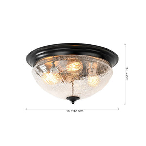 LightFixturesUSA - Round Textured Crackled Glass Flush Mount Ceiling Light - Ceiling Light - Black - 