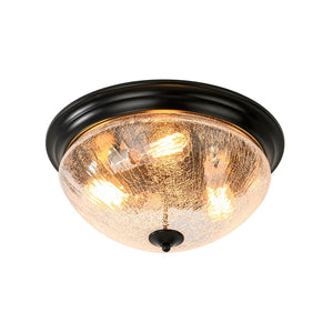 LightFixturesUSA - Round Textured Crackled Glass Flush Mount Ceiling Light - Ceiling Light - Black - 