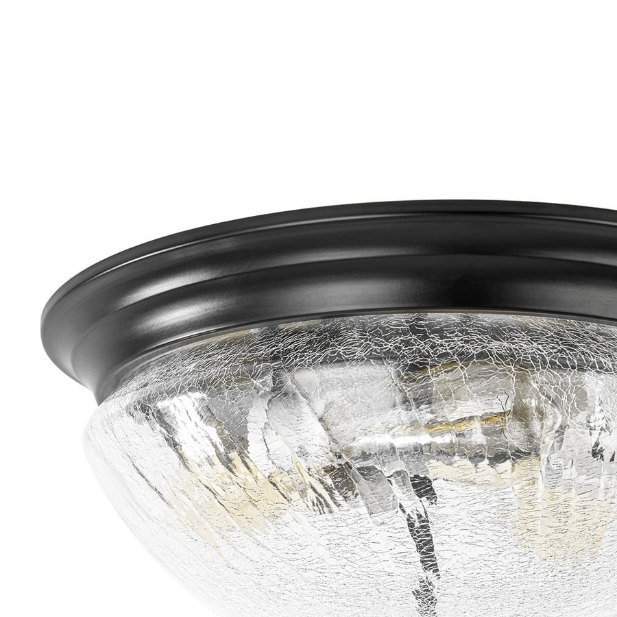 LightFixturesUSA - Round Textured Crackled Glass Flush Mount Ceiling Light - Ceiling Light - Black - 