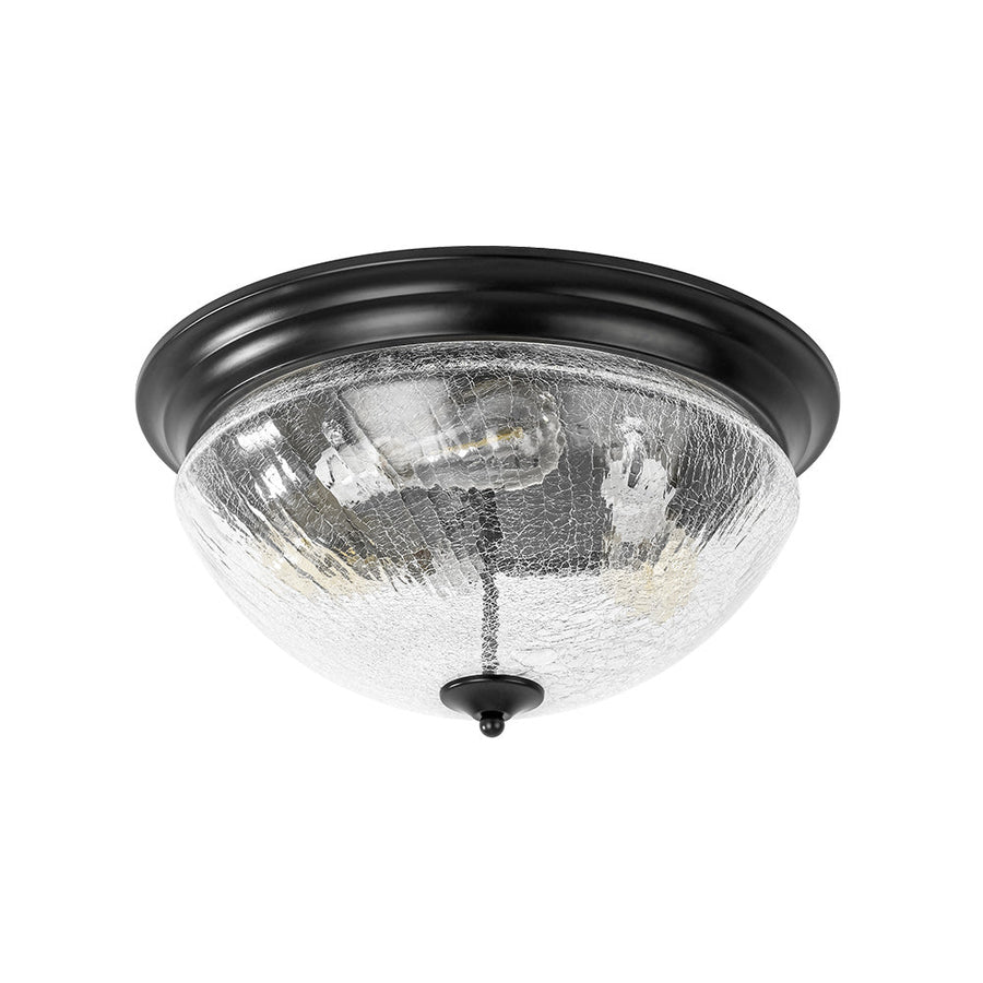 LightFixturesUSA - Round Textured Crackled Glass Flush Mount Ceiling Light - Ceiling Light - Black - 