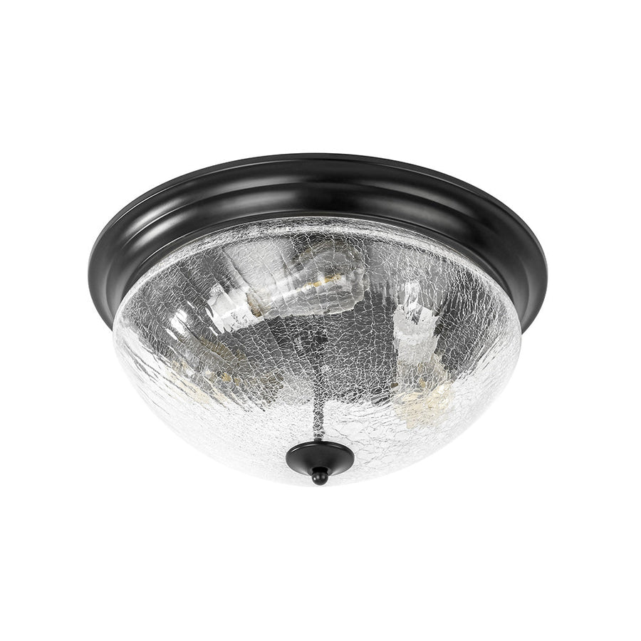 LightFixturesUSA - Round Textured Crackled Glass Flush Mount Ceiling Light - Ceiling Light - Black - 