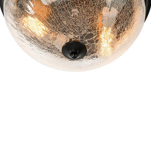 LightFixturesUSA - Round Textured Crackled Glass Flush Mount Ceiling Light - Ceiling Light - Black - 