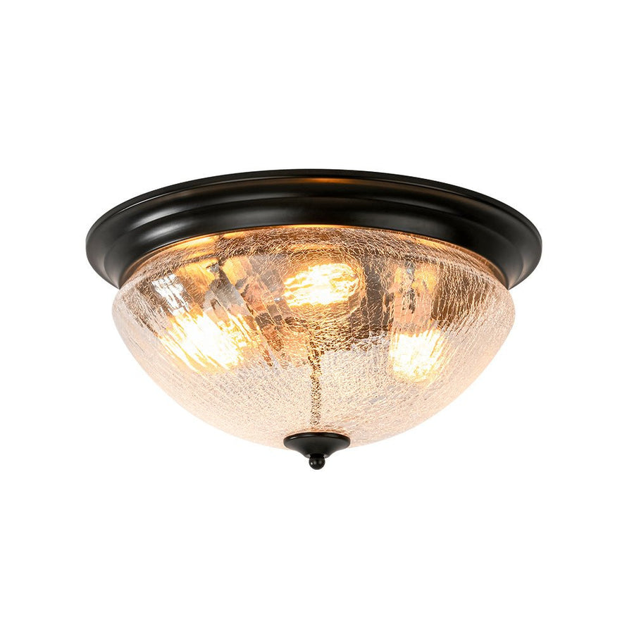 LightFixturesUSA - Round Textured Crackled Glass Flush Mount Ceiling Light - Ceiling Light - Black - 