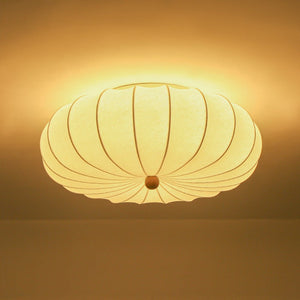 LightFixturesUSA - Round White Silk Scalloped Cage Ceiling Light - Ceiling Light - 23.6 in - 