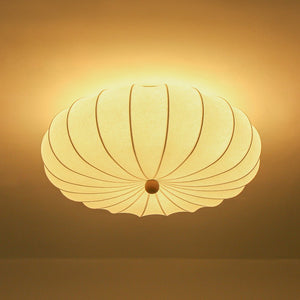 LightFixturesUSA - Round White Silk Scalloped Cage Ceiling Light - Ceiling Light - 23.6 in - 