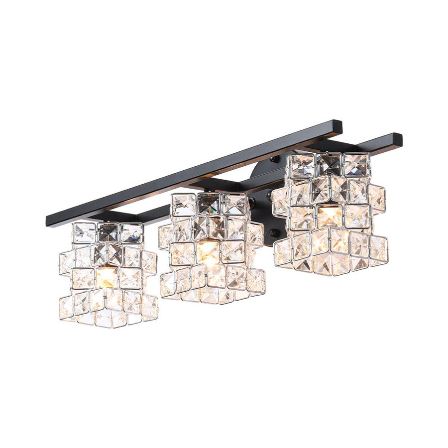 LightFixturesUSA - Rubik Cube Style Faceted Crystal Shade Vanity Wall Sconce - Wall Sconce - 3 - Lt - 