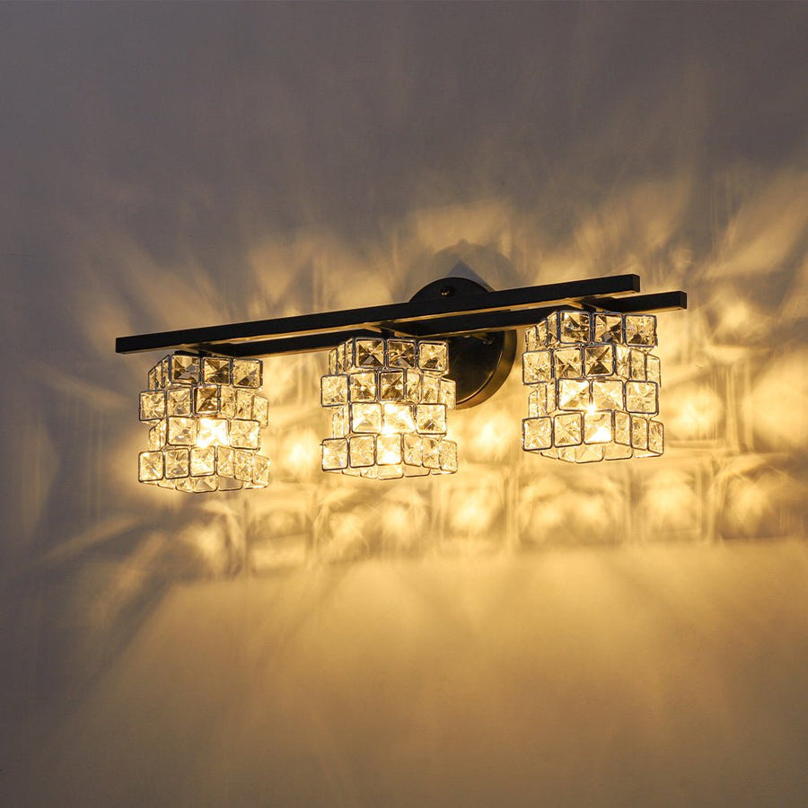 LightFixturesUSA - Rubik Cube Style Faceted Crystal Shade Vanity Wall Sconce - Wall Sconce - 3 - Lt - 