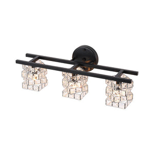 LightFixturesUSA - Rubik Cube Style Faceted Crystal Shade Vanity Wall Sconce - Wall Sconce - 3 - Lt - 