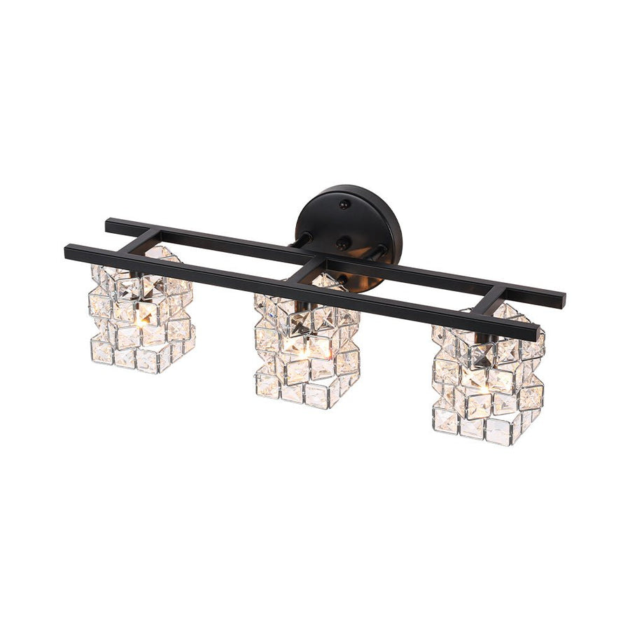 LightFixturesUSA - Rubik Cube Style Faceted Crystal Shade Vanity Wall Sconce - Wall Sconce - 3 - Lt - 