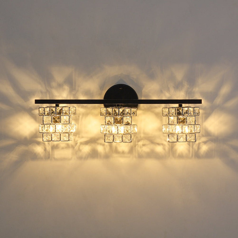 LightFixturesUSA - Rubik Cube Style Faceted Crystal Shade Vanity Wall Sconce - Wall Sconce - 3 - Lt - 