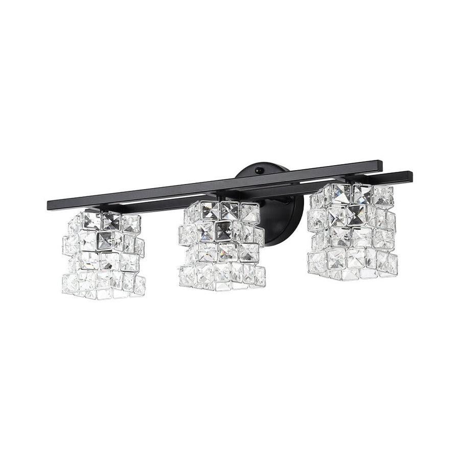 LightFixturesUSA - Rubik Cube Style Faceted Crystal Shade Vanity Wall Sconce - Wall Sconce - 3 - Lt - 