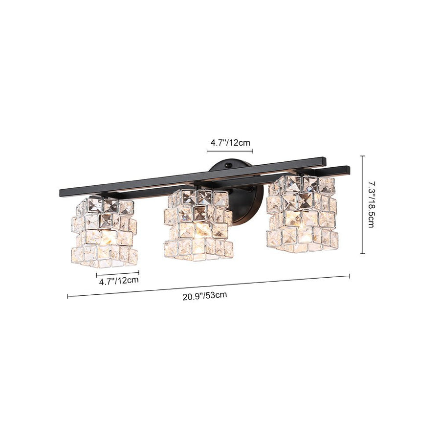 LightFixturesUSA - Rubik Cube Style Faceted Crystal Shade Vanity Wall Sconce - Wall Sconce - 3 - Lt - 