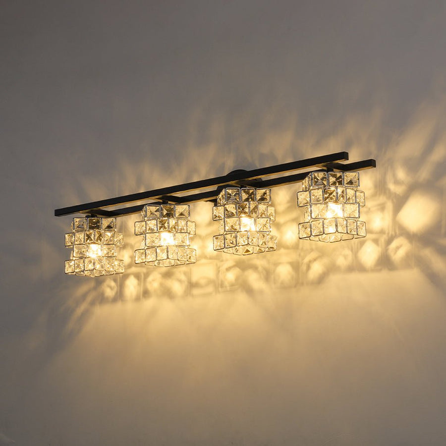 LightFixturesUSA - Rubik Cube Style Faceted Crystal Shade Vanity Wall Sconce - Wall Sconce - 4 - Lt - 