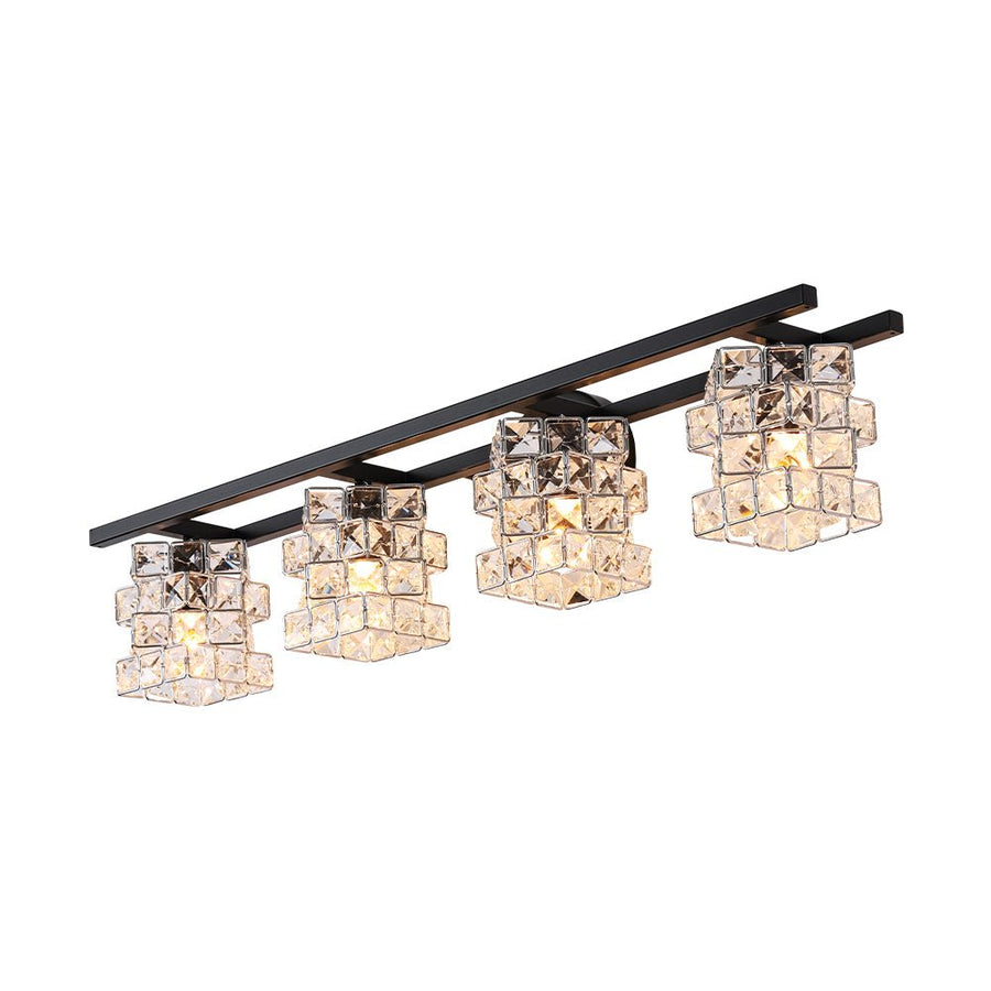 LightFixturesUSA - Rubik Cube Style Faceted Crystal Shade Vanity Wall Sconce - Wall Sconce - 4 - Lt - 