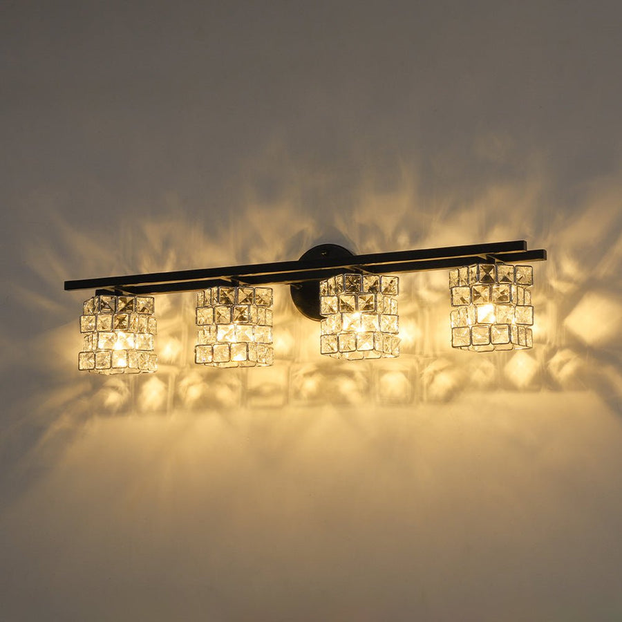 LightFixturesUSA - Rubik Cube Style Faceted Crystal Shade Vanity Wall Sconce - Wall Sconce - 4 - Lt - 