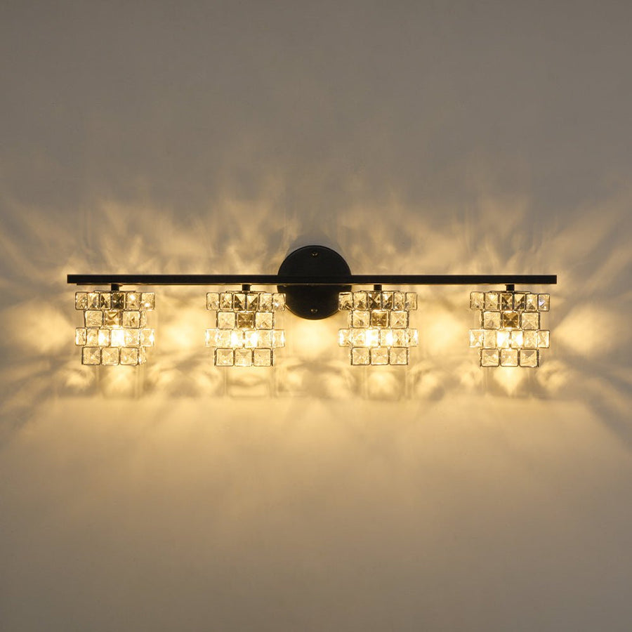 LightFixturesUSA - Rubik Cube Style Faceted Crystal Shade Vanity Wall Sconce - Wall Sconce - 4 - Lt - 