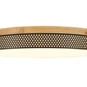 LightFixturesUSA - Rustic Black Mesh Wooden Dimmable LED Round Ceiling Light - Ceiling Light - 15 in - 