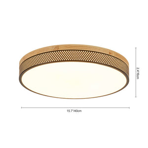 LightFixturesUSA - Rustic Black Mesh Wooden Dimmable LED Round Ceiling Light - Ceiling Light - 15 in - 