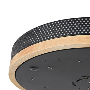 LightFixturesUSA - Rustic Black Mesh Wooden Dimmable LED Round Ceiling Light - Ceiling Light - 15 in - 