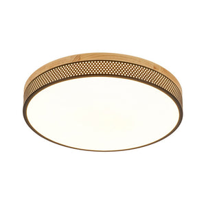 LightFixturesUSA - Rustic Black Mesh Wooden Dimmable LED Round Ceiling Light - Ceiling Light - 15 in - 