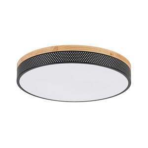 LightFixturesUSA - Rustic Black Mesh Wooden Dimmable LED Round Ceiling Light - Ceiling Light - 15 in - 