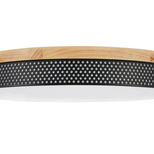 LightFixturesUSA - Rustic Black Mesh Wooden Dimmable LED Round Ceiling Light - Ceiling Light - 15 in - 