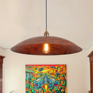 LightFixturesUSA - Rustic Brown 1 - Light Oversized Flat Dome Pendant Light - Chandelier - 23.6in - 