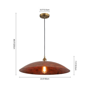 LightFixturesUSA - Rustic Brown 1 - Light Oversized Flat Dome Pendant Light - Chandelier - 23.6in - 