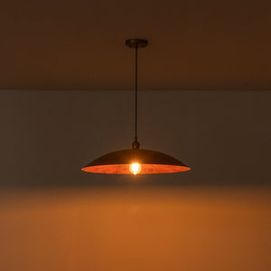 LightFixturesUSA - Rustic Brown 1 - Light Oversized Flat Dome Pendant Light - Chandelier - 23.6in - 