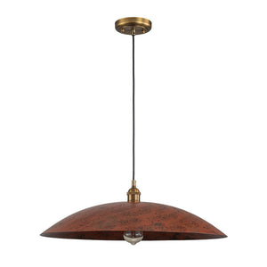 LightFixturesUSA - Rustic Brown 1 - Light Oversized Flat Dome Pendant Light - Chandelier - 23.6in - 