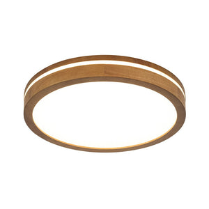 LightFixturesUSA - Rustic Dimmable LED Walnut Wooden Round Ceiling Light - Ceiling Light - 15.7 in - 