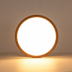 LightFixturesUSA - Rustic Dimmable LED Walnut Wooden Round Ceiling Light - Ceiling Light - 15.7 in - 