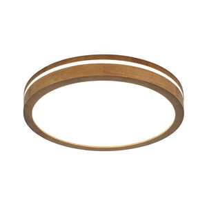 LightFixturesUSA - Rustic Dimmable LED Walnut Wooden Round Ceiling Light - Ceiling Light - 15.7 in - 