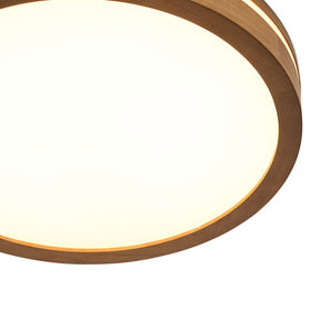LightFixturesUSA - Rustic Dimmable LED Walnut Wooden Round Ceiling Light - Ceiling Light - 15.7 in - 