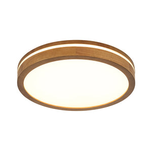 LightFixturesUSA - Rustic Dimmable LED Walnut Wooden Round Ceiling Light - Ceiling Light - 15.7 in - 