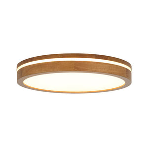 LightFixturesUSA - Rustic Dimmable LED Walnut Wooden Round Ceiling Light - Ceiling Light - 15.7 in - 