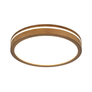 LightFixturesUSA - Rustic Dimmable LED Walnut Wooden Round Ceiling Light - Ceiling Light - 15.7 in - 