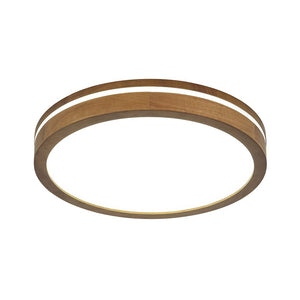 LightFixturesUSA - Rustic Dimmable LED Walnut Wooden Round Ceiling Light - Ceiling Light - 15.7 in - 
