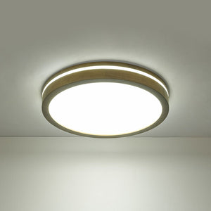LightFixturesUSA - Rustic Dimmable LED Walnut Wooden Round Ceiling Light - Ceiling Light - 15.7 in - 