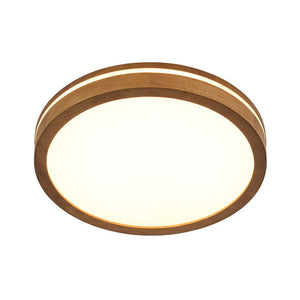 LightFixturesUSA - Rustic Dimmable LED Walnut Wooden Round Ceiling Light - Ceiling Light - 15.7 in - 