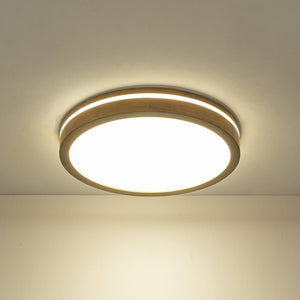 LightFixturesUSA - Rustic Dimmable LED Walnut Wooden Round Ceiling Light - Ceiling Light - 15.7 in - 