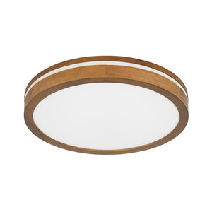 LightFixturesUSA - Rustic Dimmable LED Walnut Wooden Round Ceiling Light - Ceiling Light - 15.7 in - 